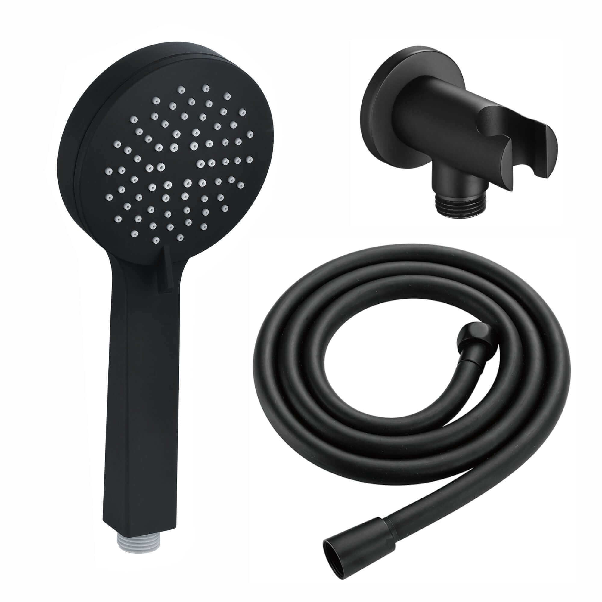 Buy Contemporary 3 Function Hand Shower Kit Incl. Hose And Wall Bracket With Outlet - Black online UK
